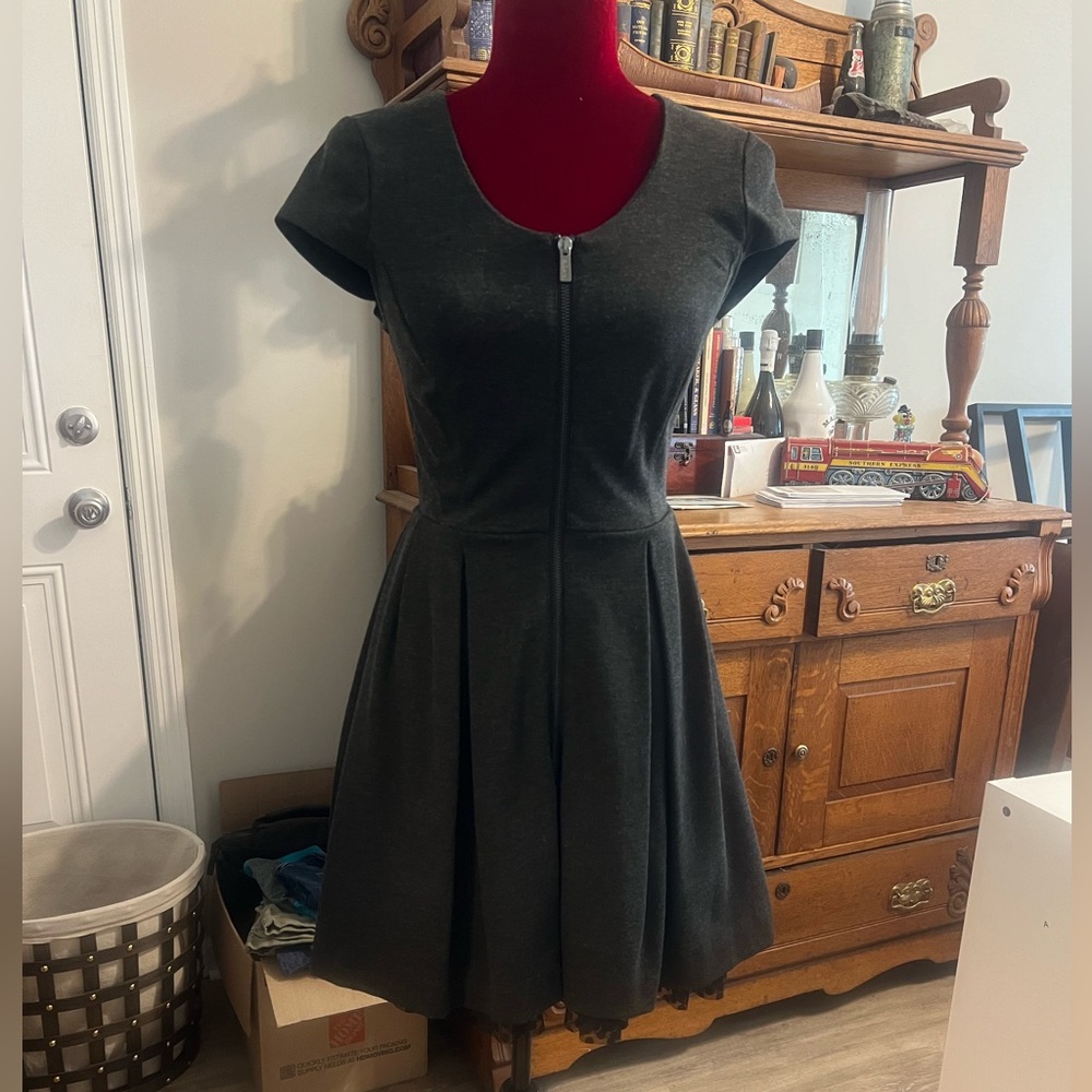 Kirna Zabete at Target Charcoal Pleated Zip-Front Dress
